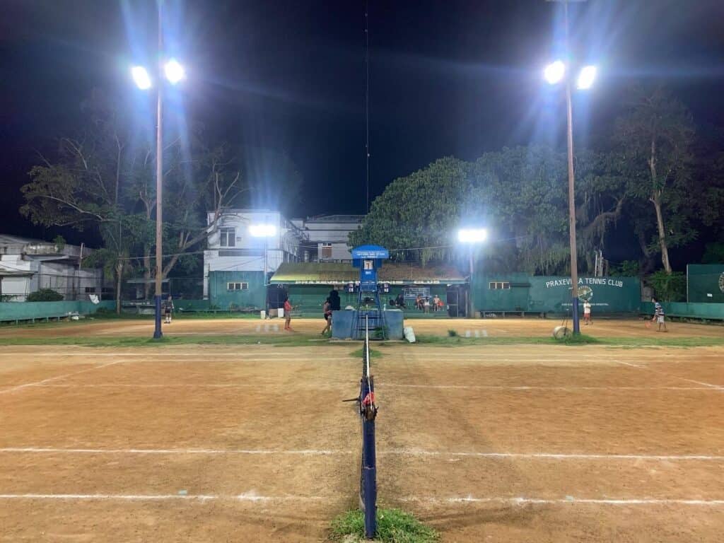 Night time tennis at Praxevilla Tennis Club in Dumaguete