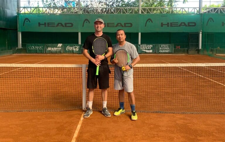 Red clay tennis courts at Citigreen in Cebu City, Philippines.
