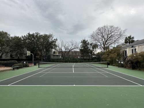 Hazel V. Parker tennis court in downtown Charleston, SC next to the battery, on East Bay Street