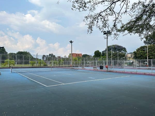 Tennis court at Unidad Deportiva de Belen sports complex in Medellin, Colombia.
