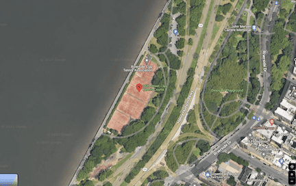 96th Street Red Clay Tennis Courts on the Hudson River