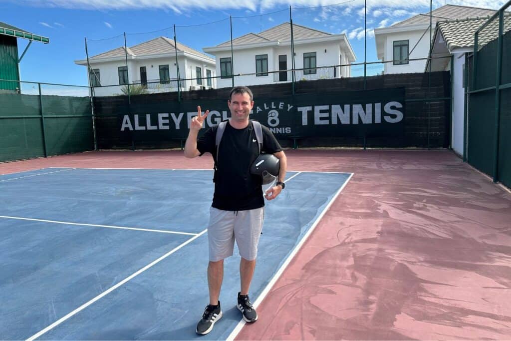 Alley 8 Tennis club hardcourt in Vientiane, Laos.