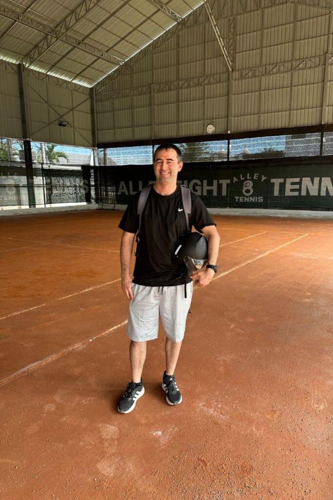 Alley 8's covered red clay court, the first red clay court in Laos, in Vientiane.