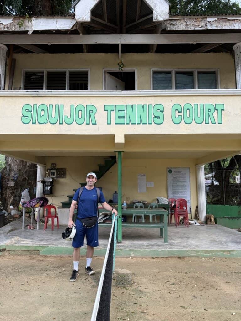 Eric Claggett from Primal Tennis visiting the Siquijor Island Tennis court in the philippines.